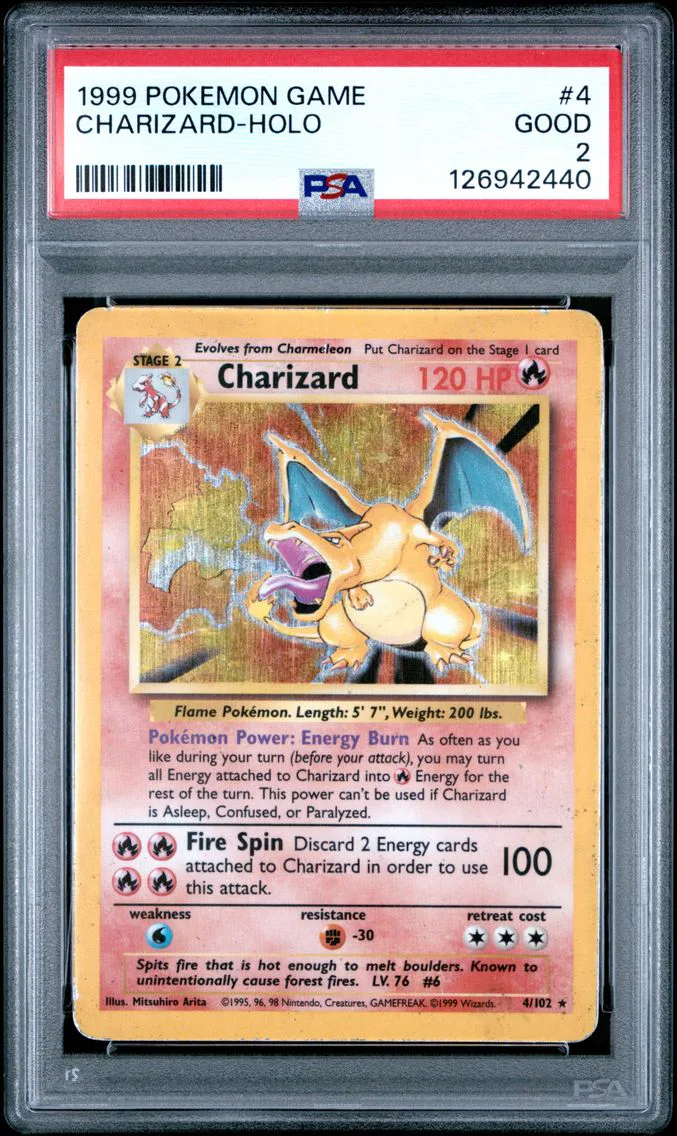 1999 #4 Charizard-Holo PSA 2 Game Pokemon