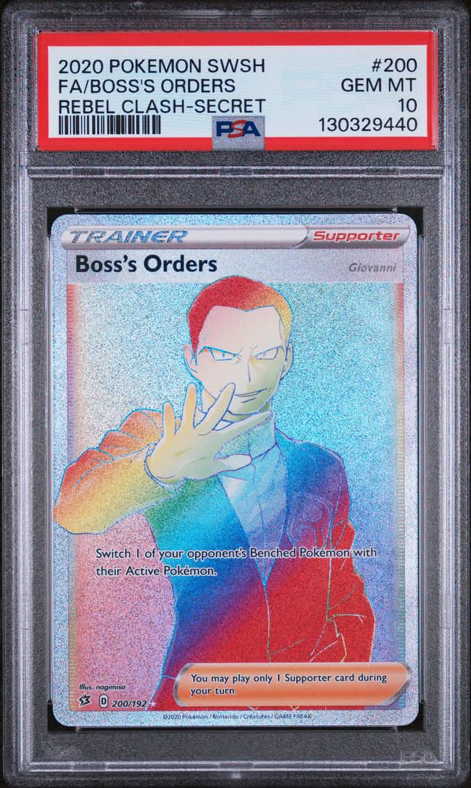 2020 #200 Full Art/Boss's Orders PSA 10 Sword & Shield Rebel Clash