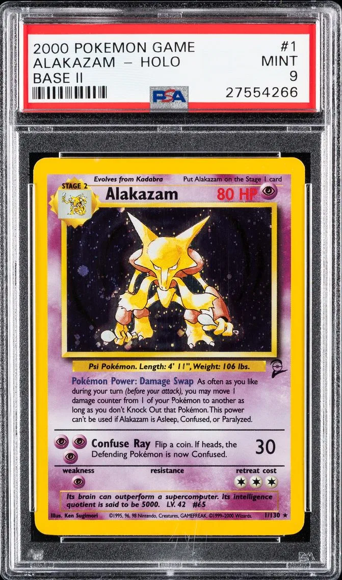2000 #1 Alakazam-Holo PSA 9 Game Base II Pokemon