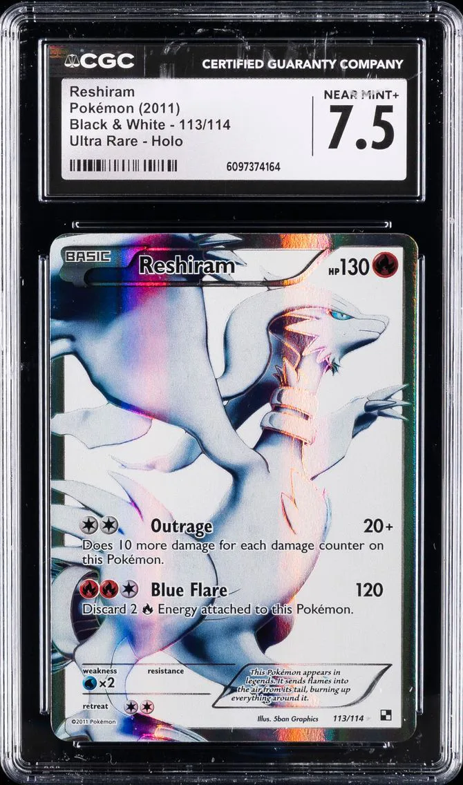 2011 #113 Full Art/Reshiram CGC 7.5 Black & White Pokemon