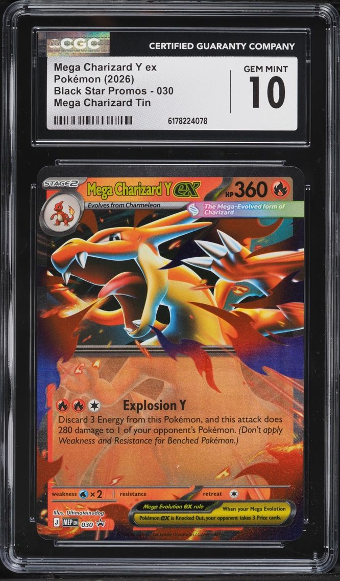2026 Pokemon Mega Evolution Black Star Promo Tin Mega Charizard Y Ex #30 CGC 10 GEM MINT