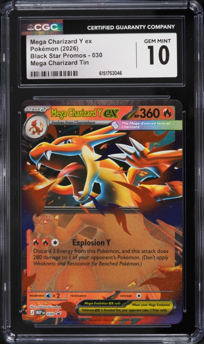 2026 Pokemon Mega Evolution Promo Tin Mega Charizard Y Ex #30 CGC 10 GEM MINT