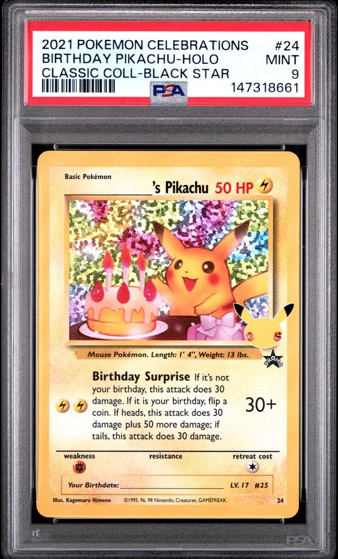 2021 #24 Birthday Pikachu-Holo PSA 9 Celebrations Classic Collection Pokemon