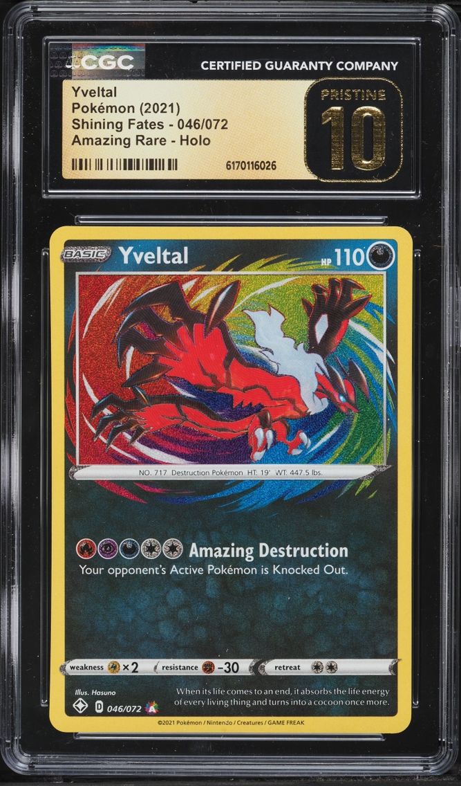2021 Pokemon Sword & Shield Shining Fates Amazing Rare Yveltal #46 CGC 10 PRISTINE