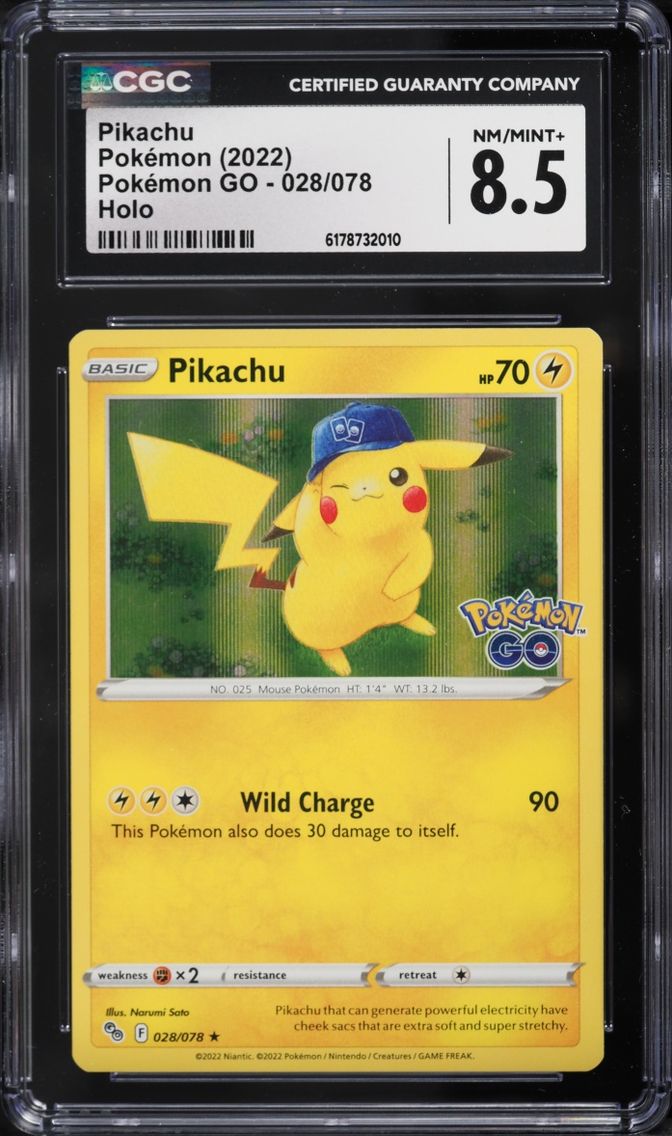 2022 Pokemon Sword & Shield GO Holo Pikachu #28 CGC 8.5 NM-MT+