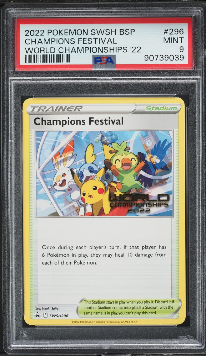 2022 #296 World Champions Festival PSA 9 Pokemon SWSH Black Star Promo