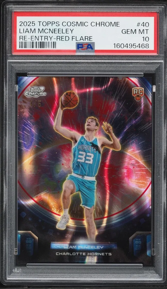 2025 Topps Chrome Cosmic Re-Entry Red Flare Liam McNeeley ROOKIE /5 #REE-40 PSA 10 GEM MINT