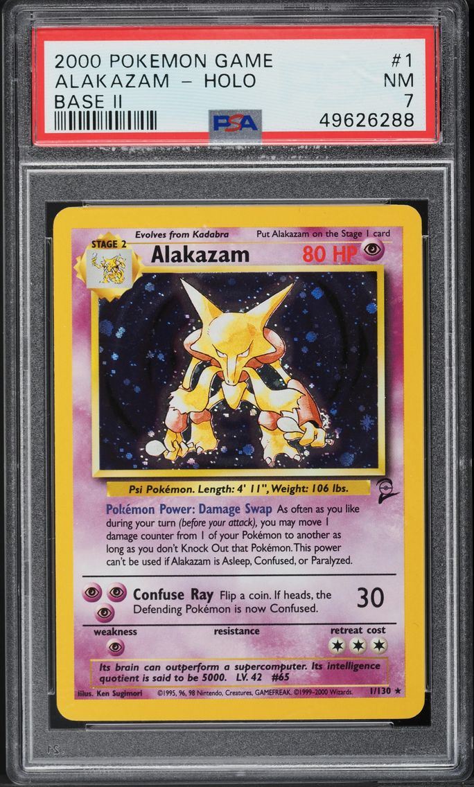 2000 #1 BASE SET 2 HOLO ALAKAZAM PSA 7 POKEMON