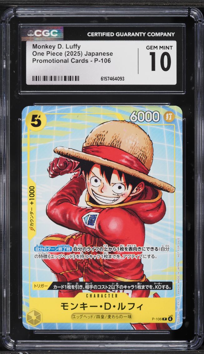 2025 #P-106 Monkey D. Luffy CGC 10 PRISTINE Promo One Piece