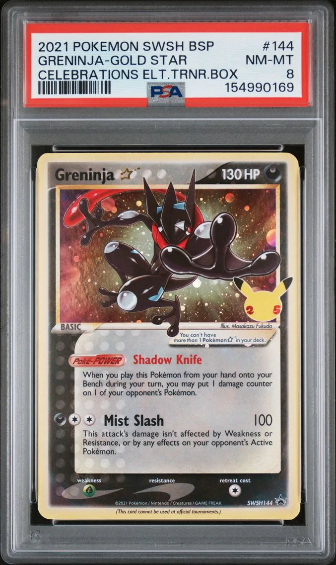 2021 #144 Greninja-Gold Star PSA 8 Swsh Black Star Promo