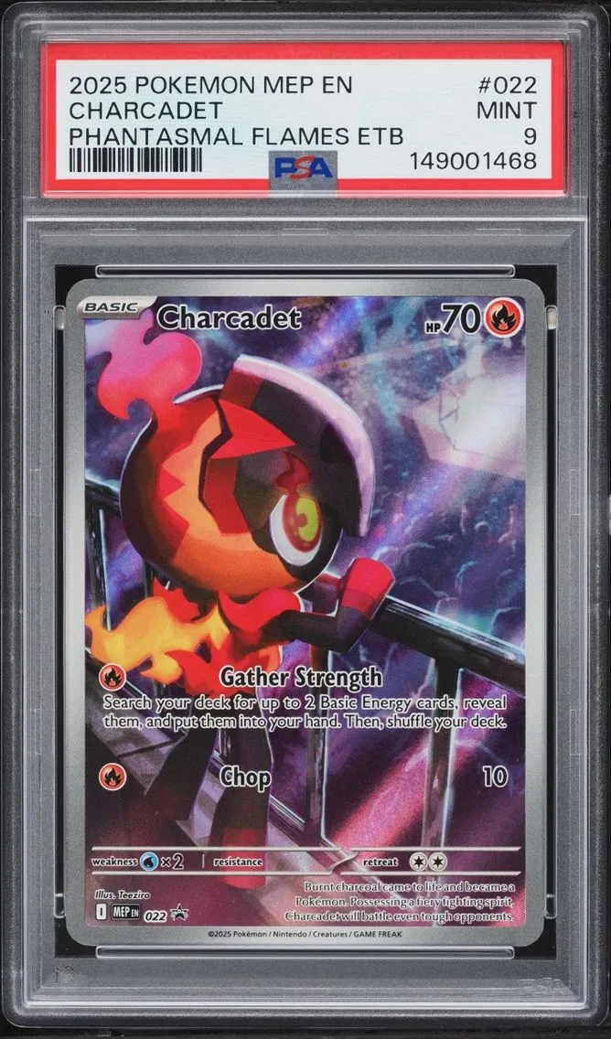 2025 Pokemon Mega Evolution Promo Phantasmal Flames ETB Full Art Charcadet #22 PSA 9 MINT