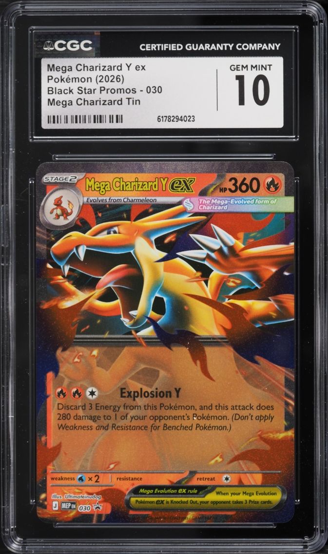 2026 Pokemon Mega Evolution Black Star Promo Tin Mega Charizard Y EX #30 CGC 10 GEM MINT
