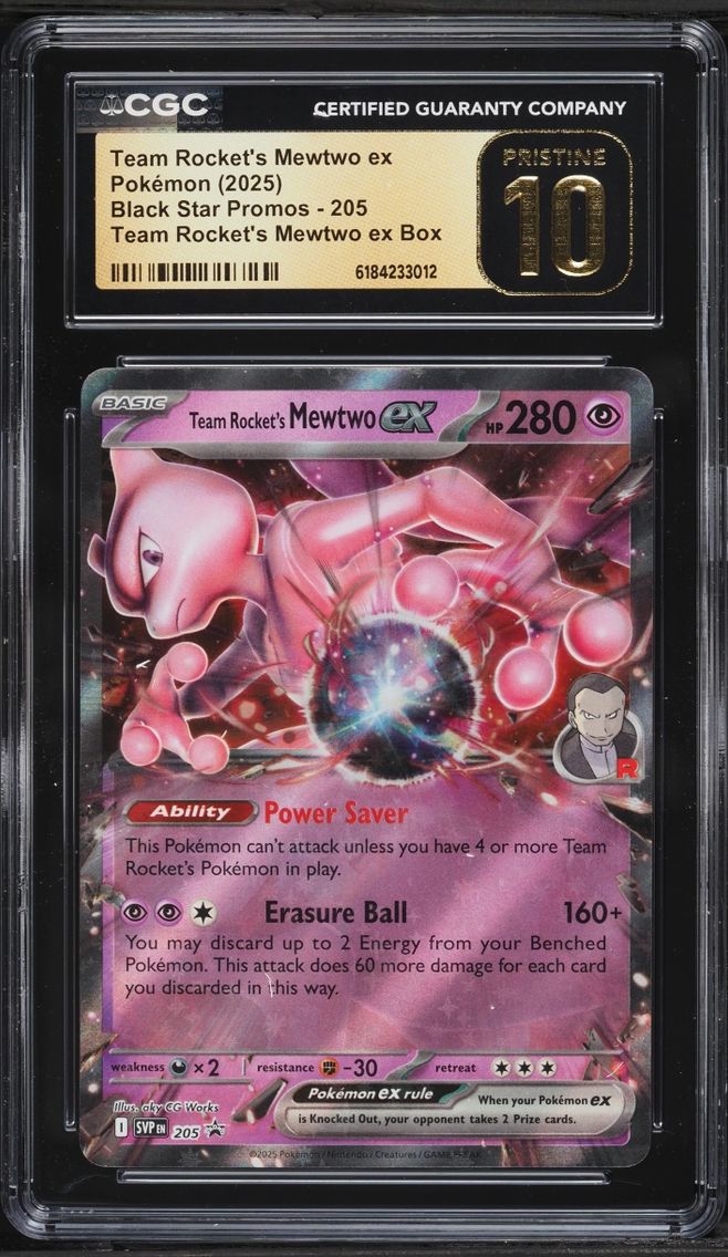 2025 #205 Team Rocket's Mewtwo Ex CGC 10 Pokemon Scarlet & Violet Promo Holo