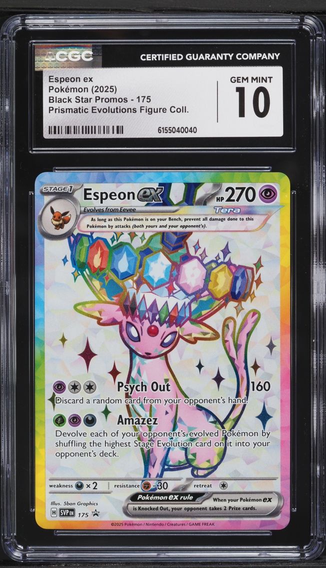 2025 #175 Espeon ex CGC 10 Pokemon Scarlet & Violet Promo Prismatic Evolutions Figure Full Art