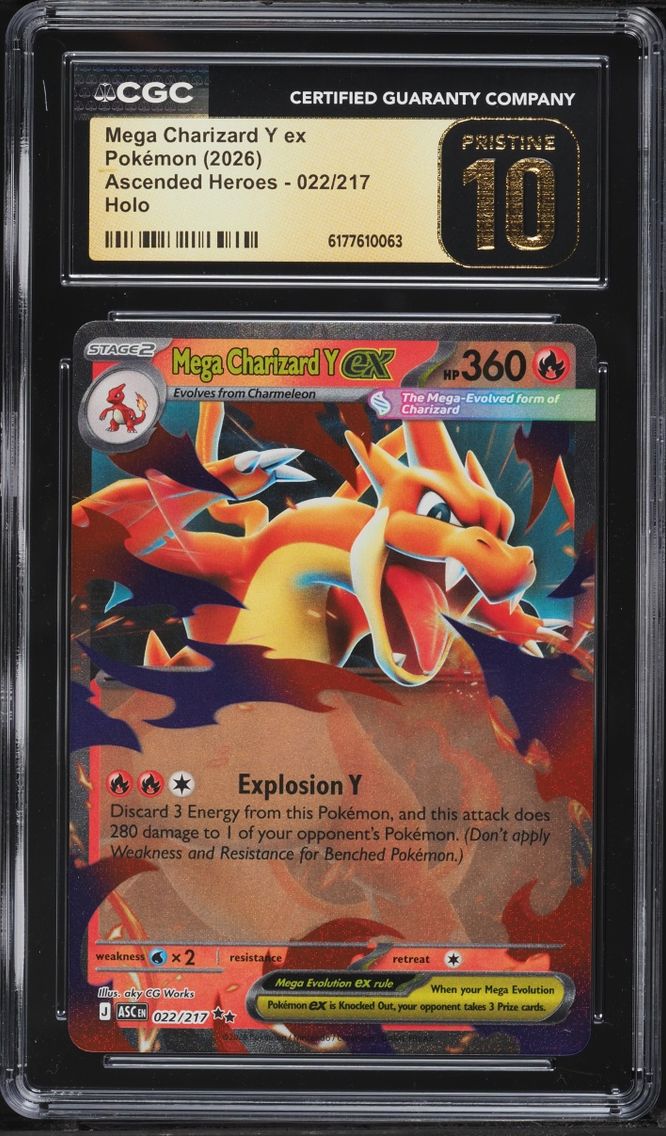 2026 Pokemon Mega Evolution Ascended Heroes Holo Mega Charizard Y Ex #22 CGC 10 PRISTINE