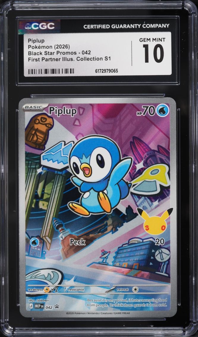 2026 Pokemon Mega Evolution Promo First Partner Illustration Full Art Piplup #42 CGC 10 GEM