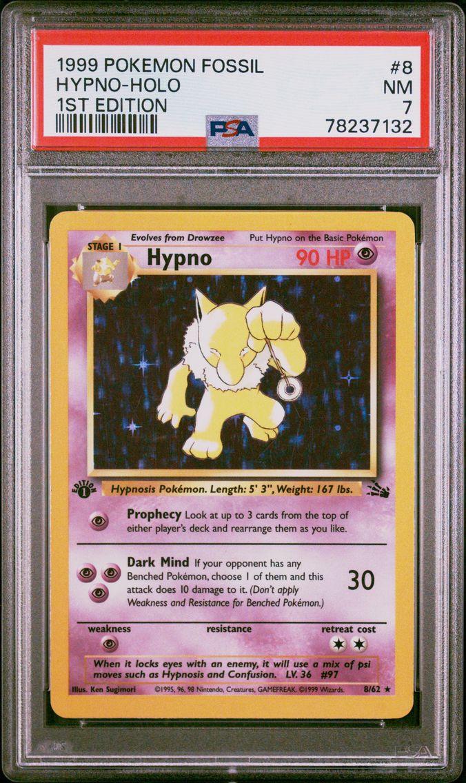 1999 #8 Hypno-Holo 1st Edition PSA 7 Fossil
