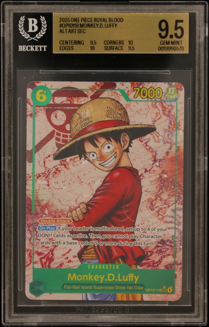 2025 #OP10118 Monkey.D. Luffy ALT ART SEC BGS 9.5 One Piece Card Game Royal Blood