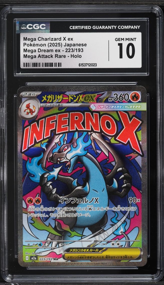 2025 Pokemon Japanese Mega Dream Ex MA Mega Charizard X EX #223 CGC 10 GEM MINT