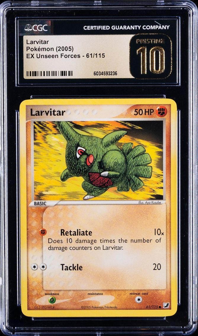 2005 #61 Larvitar CGC 10 Pristine EX Unseen Forces - English Pokemon