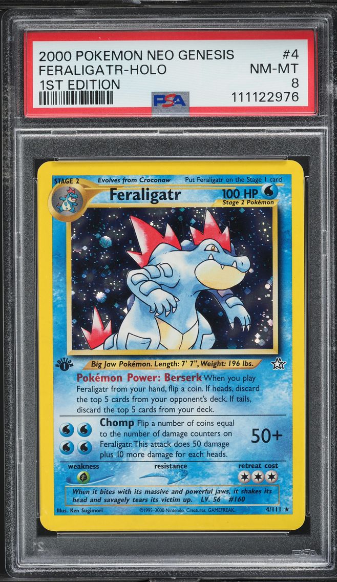 2000 #4 Feraligatr-Holo PSA 8 Neo Genesis 1st Edition Pokemon