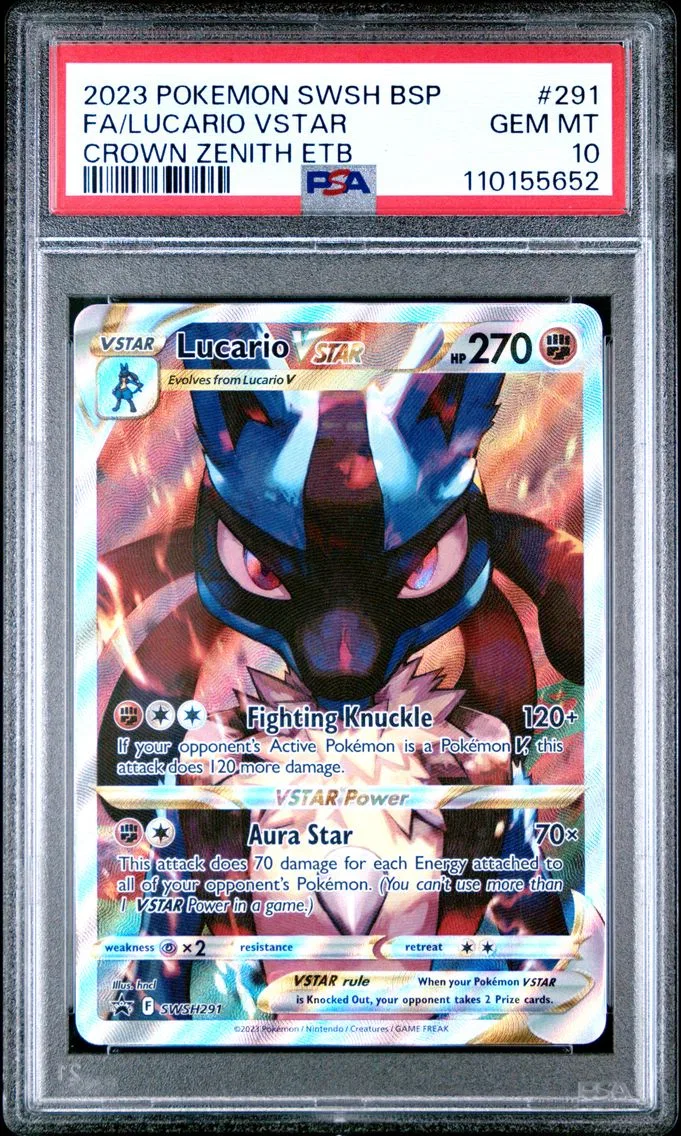 2023 #291 Full Art/Lucario Vstar PSA 10 Swsh Black Star Promo Pokemon