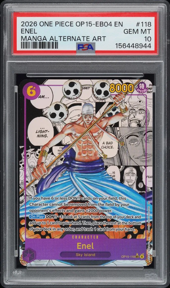 2026 #118 Enel PSA 10 One Piece OP15-EB04-Adventure on Kami's Island