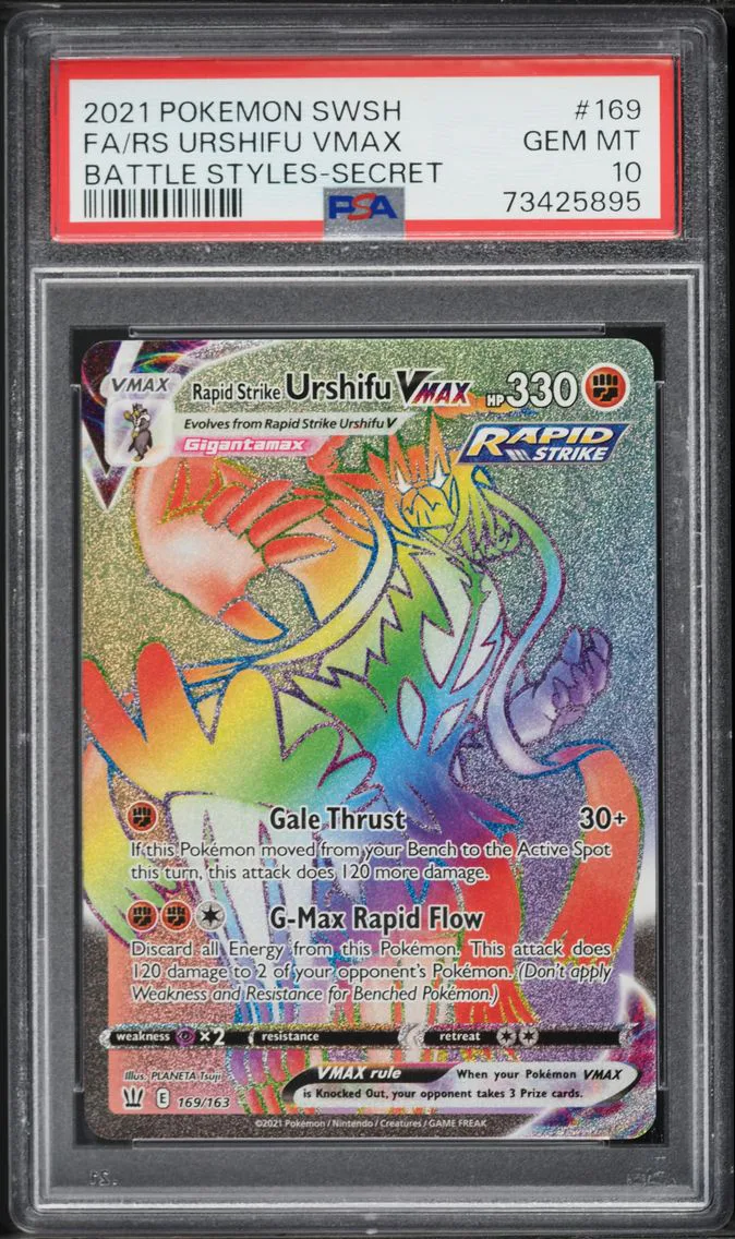 2021 #169 Full Art/Rapid Strike Urshifu Vmax PSA 10 Sword & Shield Battle Styles Pokemon