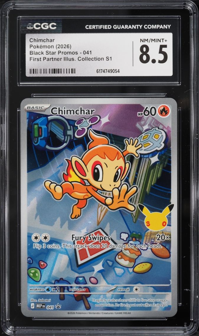2026 #41 Chimchar CGC 8.5 Pokemon Mega Promo First Partner Illustration S1 Full Art
