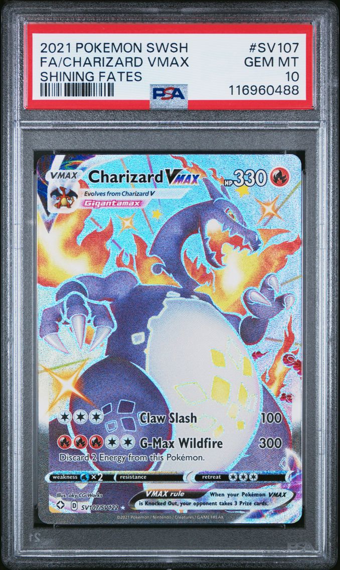 2021 #SV107 Full Art/Charizard Vmax PSA 10 Sword & Shield Shining Fates