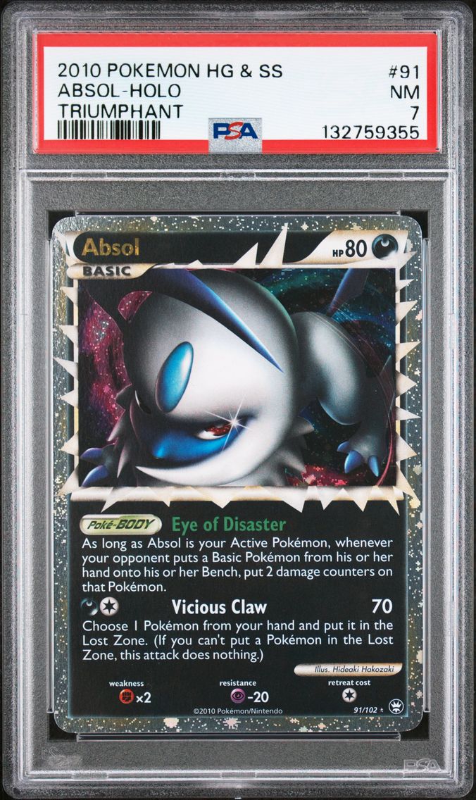 2010 #91 Absol-Holo PSA 7 Heartgold & Soulsilver Triumphant Pokemon