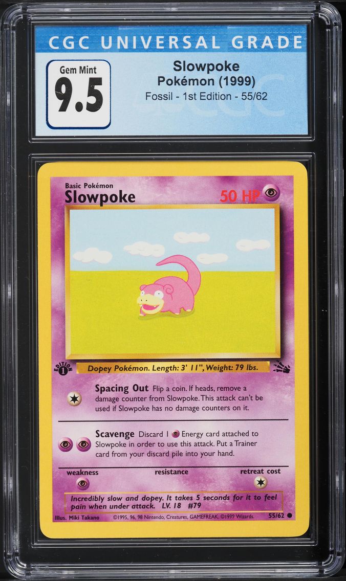 1999 #55 Slowpoke 1st Edition CGC 10 Fossil Pokemon