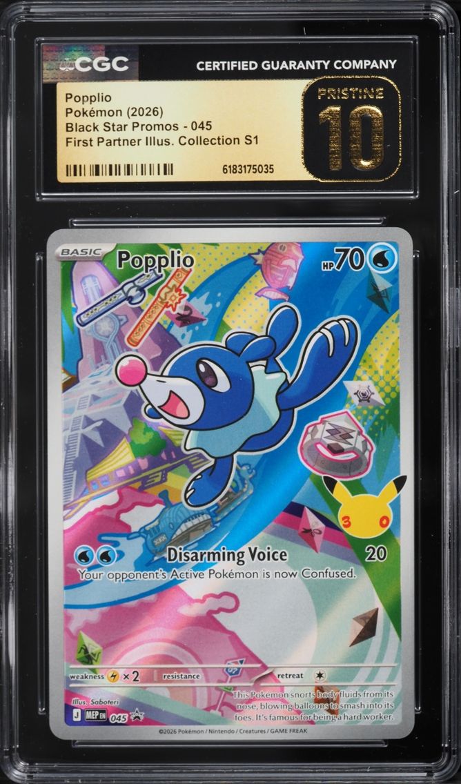 2026 #45 Popplio CGC 10 Pokemon Mega Promo First Partner Illustration Full Art