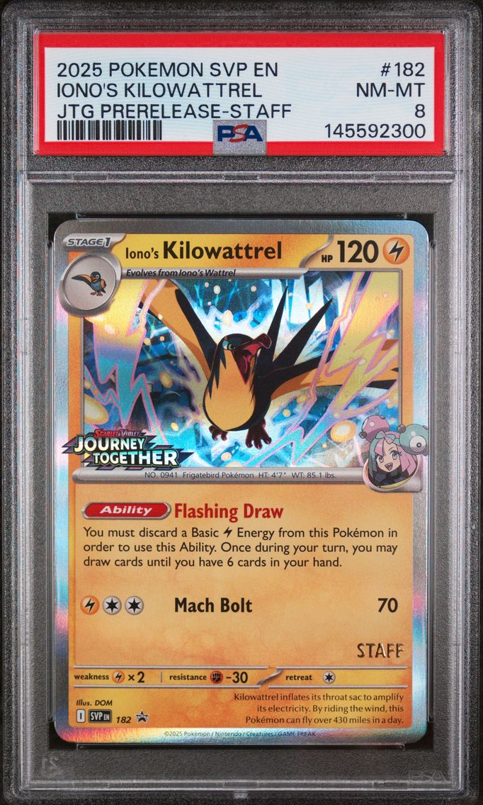 2025 #182 Iono's Kilowattrel PSA 8 Svp EN-SV Black Star Promo