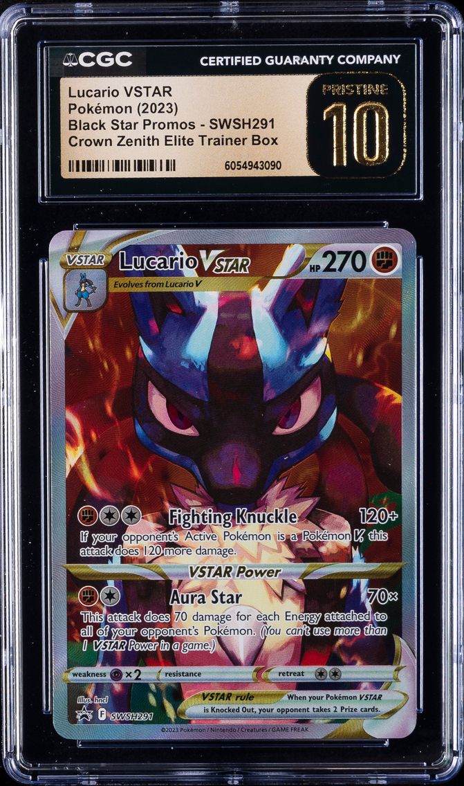 2023 #291 Full Art/Lucario Vstar CGC 10 Pristine Swsh Black Star Promo Pokemon