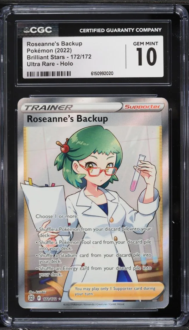 2022 Pokemon Sword & Shield Brilliant Stars Full Art Roseanne's Backup #172 CGC 10 GEM MINT
