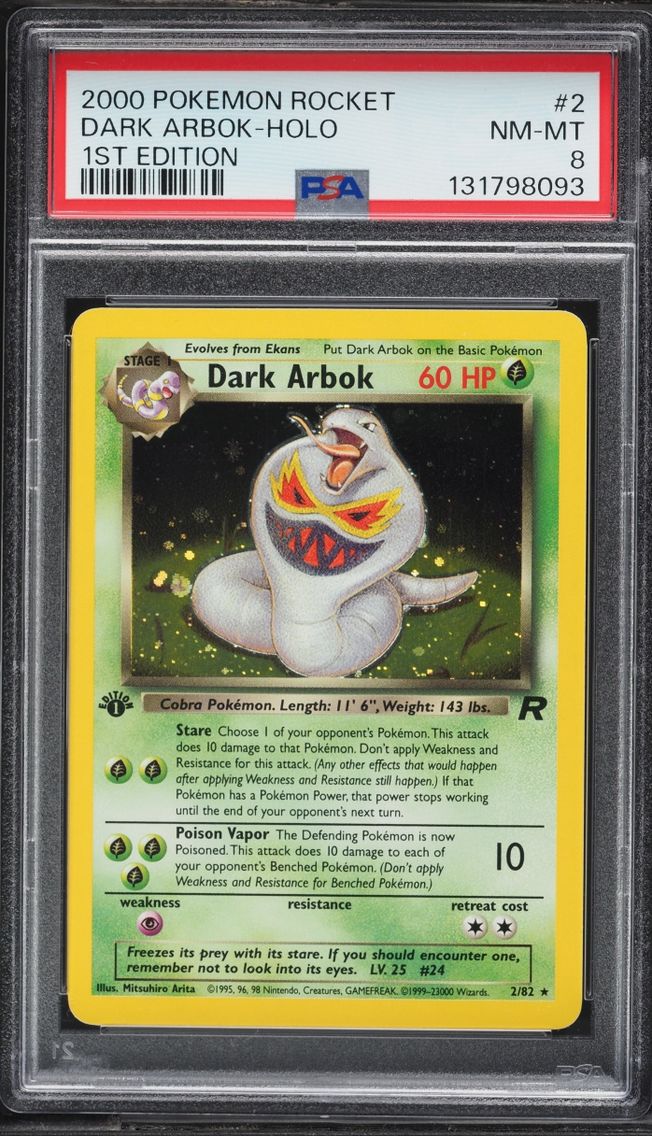 2000 #2 Team Rocket 1st Edition Holo Dark Arbok NM-MT PSA 8 Pokemon