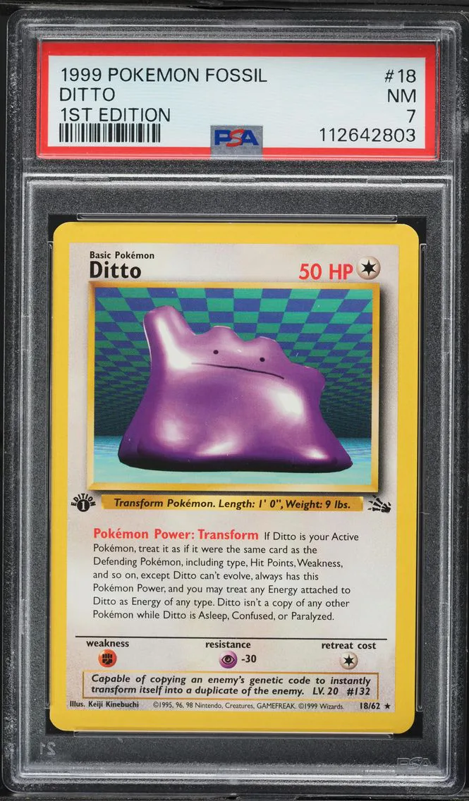 1999 #18 Ditto 1st Edition PSA 7 Fossil Pokemon
