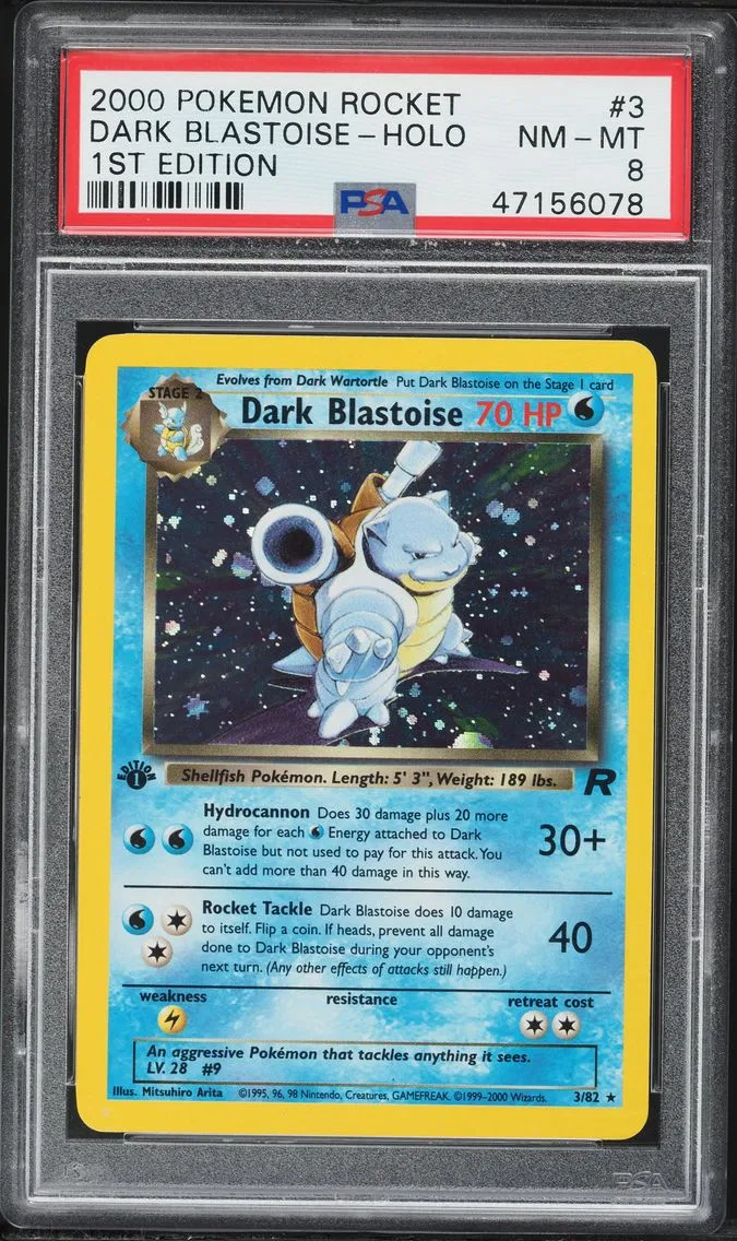 2000 #3 Dark Blastoise-Holo 1st Edition PSA 8 Rocket Pokemon