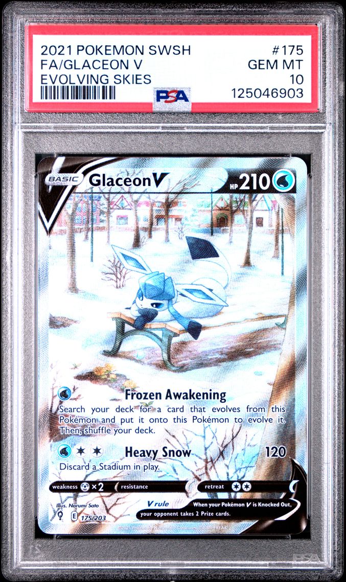 2021 #175 Full Art/Glaceon V PSA 10 Sword & Shield Evolving Skies Pokemon