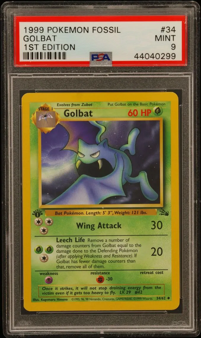 1999 #34 Golbat 1st Edition PSA 9 Fossil