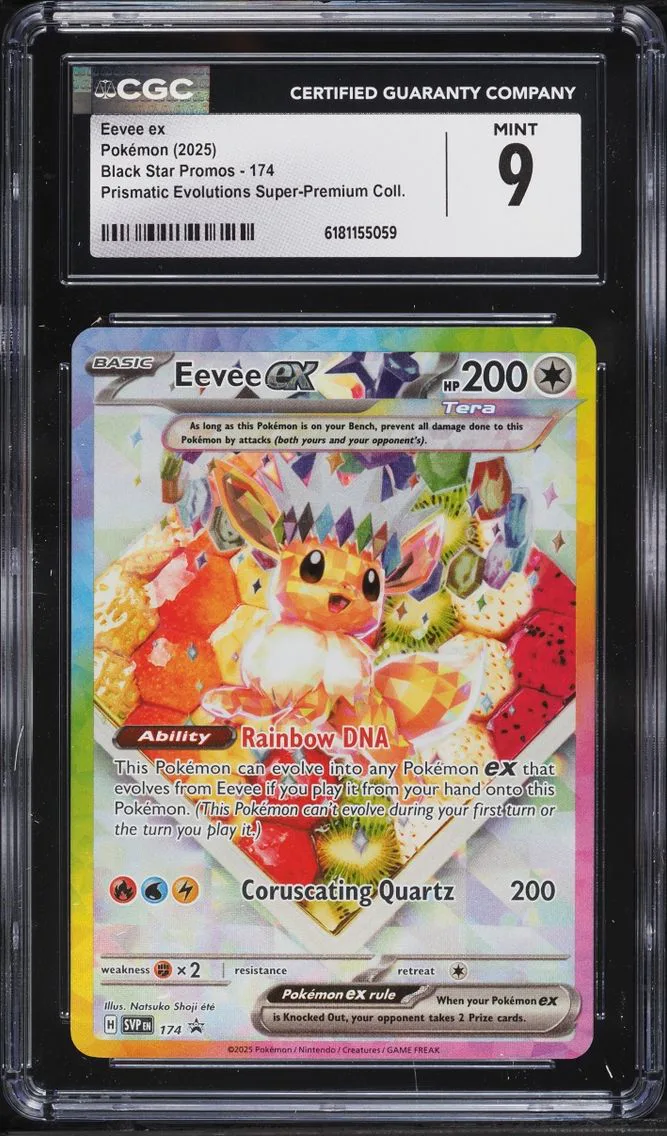 2025 Pokemon Scarlet & Violet Promo Prismatic Evolutions Premium Holo Eevee EX #174 CGC 9 MINT