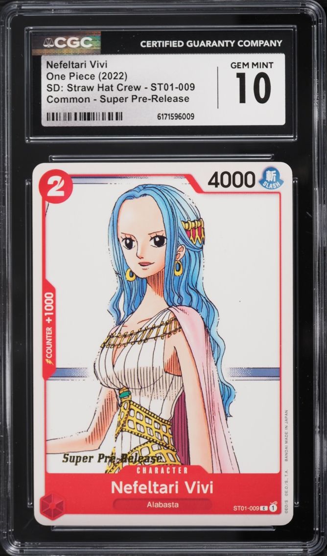 2022 One Piece Starter Deck Straw Hat Crew Super Pre-Release Nefeltari Vivi #ST01-009 CGC 10