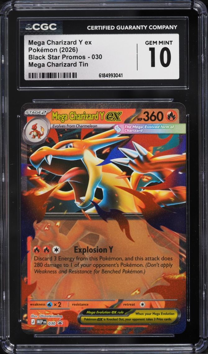 2026 #30 Mega Charizard Y ex CGC 10 Pokemon Mega Evolution Black Star Promo Tin