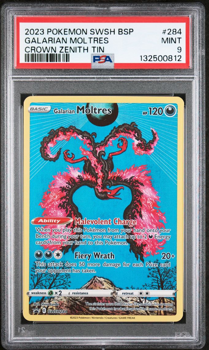 2023 #284 Galarian Moltres PSA 9 Swsh Black Star Promo