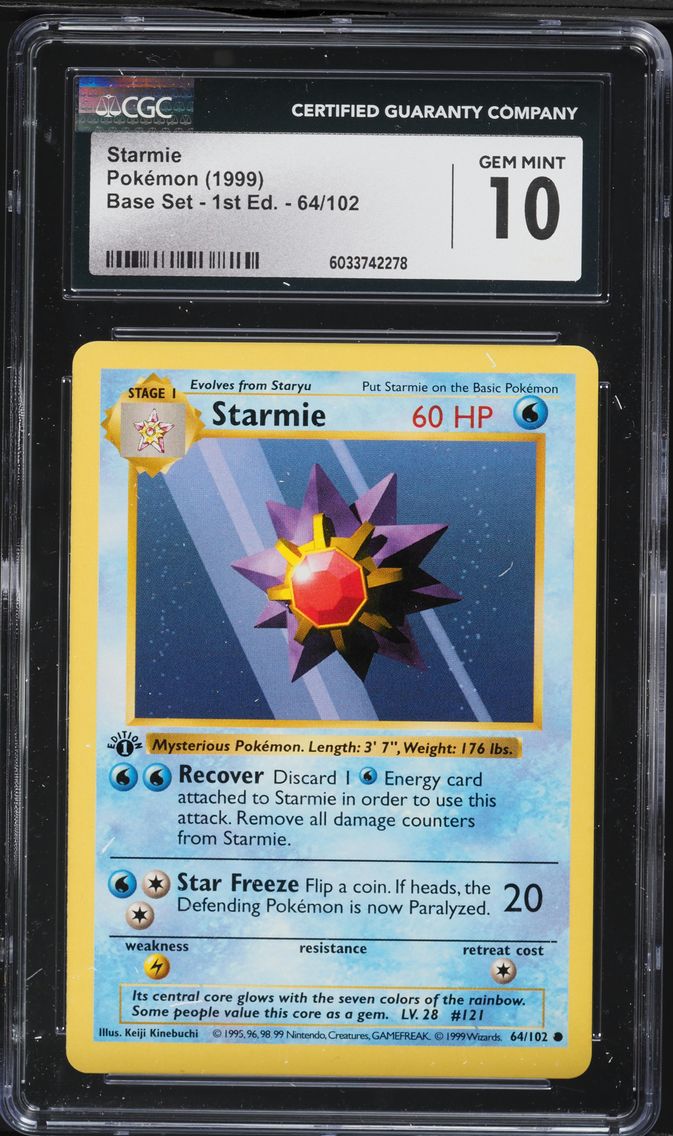 1999 #64 Starmie 1st Edition CGC 10 Game Pokemon