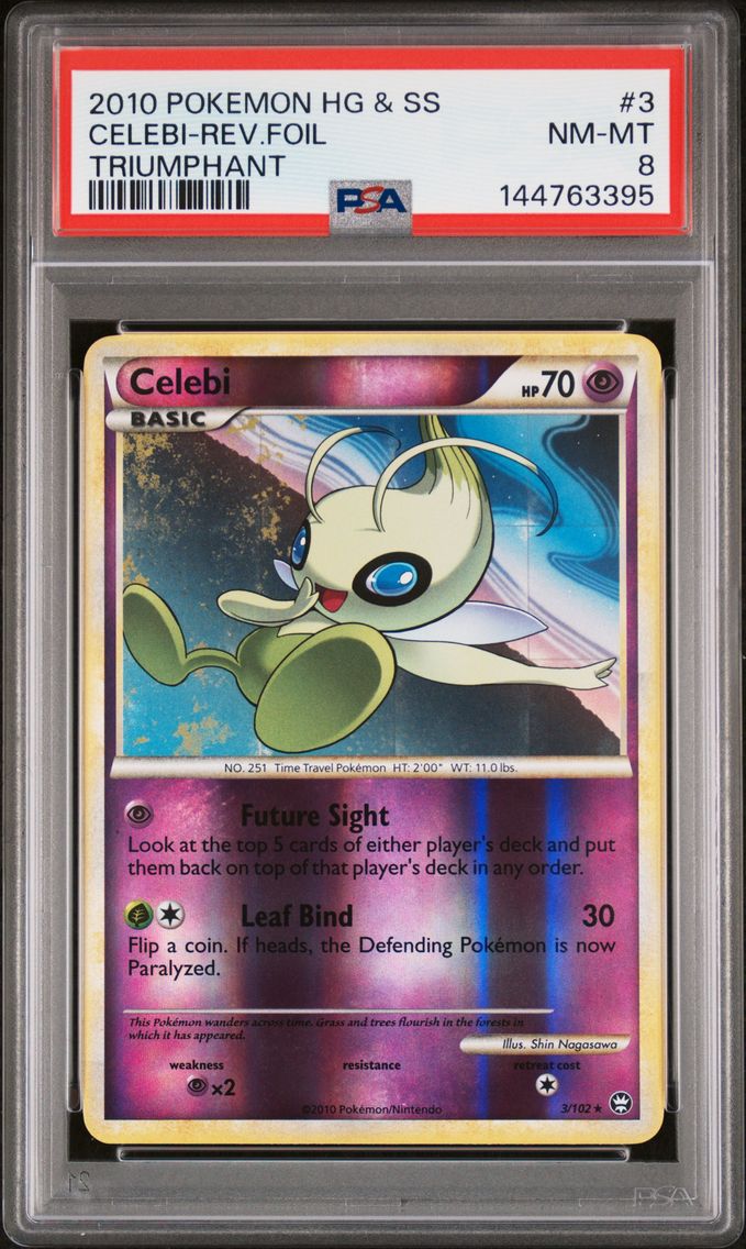 2010 #3 Celebi-Reverse Foil PSA 8 Heartgold & Soulsilver Triumphant