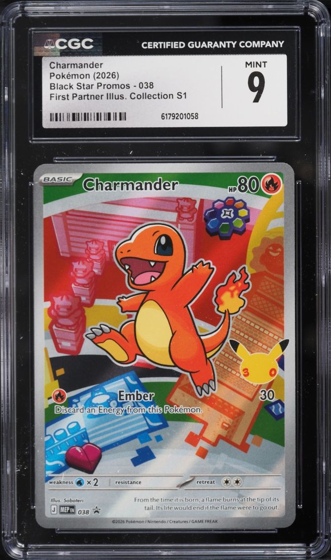 2026 Pokemon Mega Evolution Promo First Partner Illustration S1 Full Art Charmander #38 CGC 9
