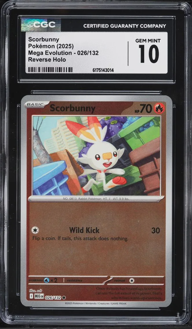 2025 Pokemon Mega Evolution Reverse Holo Scorbunny #026 CGC 10 GEM MINT