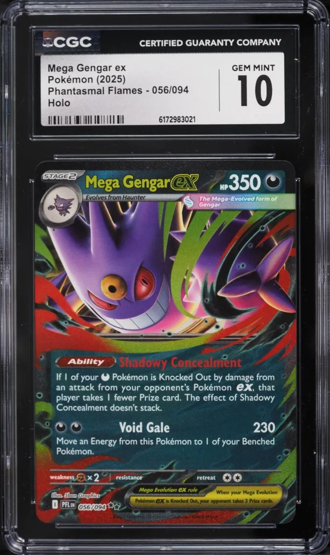 2025 Pokemon Mega Evolution Phantasmal Flames Holo Mega Gengar EX #56 CGC 10 GEM MINT